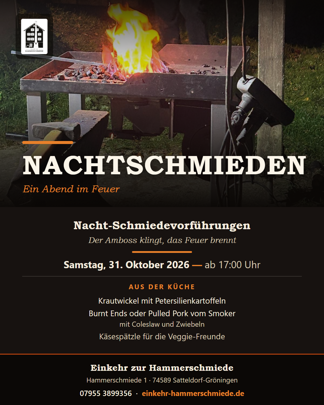 Nachtschmieden am 31. Oktober: Schmiedevorführungen und ein Abend im Feuer
